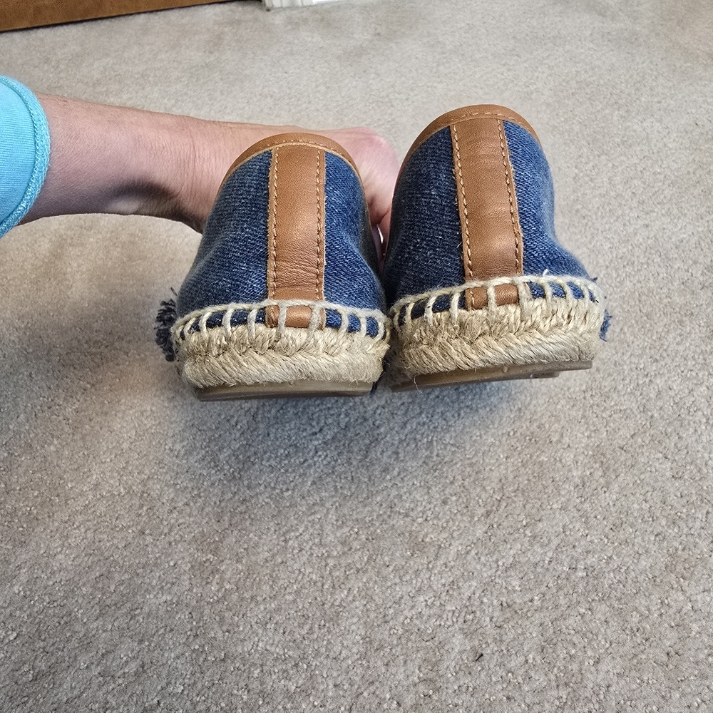 Tory Burch Navy Blue Denim Shaw Fringe Espadrille Flats Size 7.5 - Picture 8 of 12
